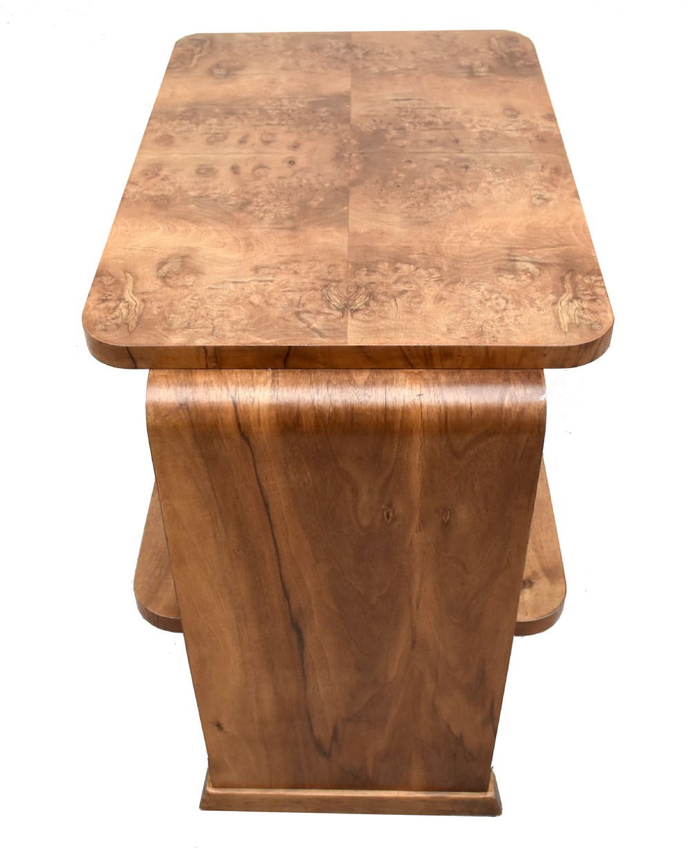 Art Deco Modernist Two Tier Blonde Walnut Occasional Table, c1930 View IV