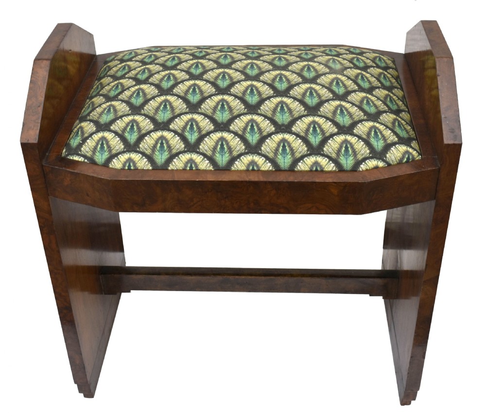Art Deco Figured Walnut Dressing Table Stool, c1930 View II