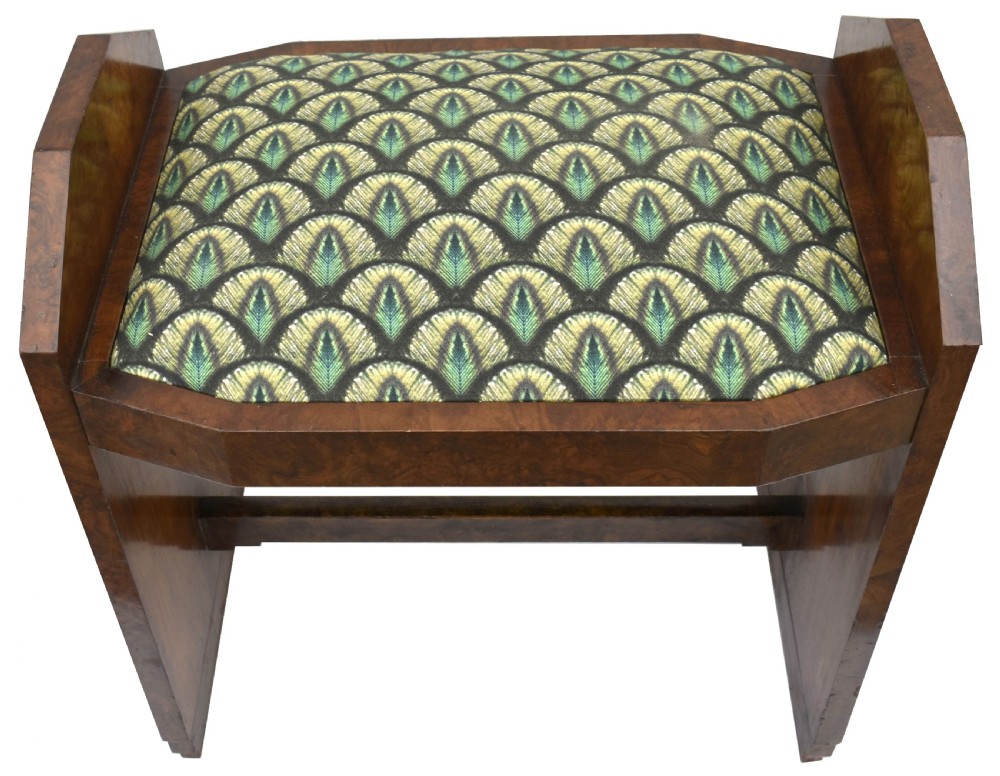 Art Deco Figured Walnut Dressing Table Stool, c1930 View III