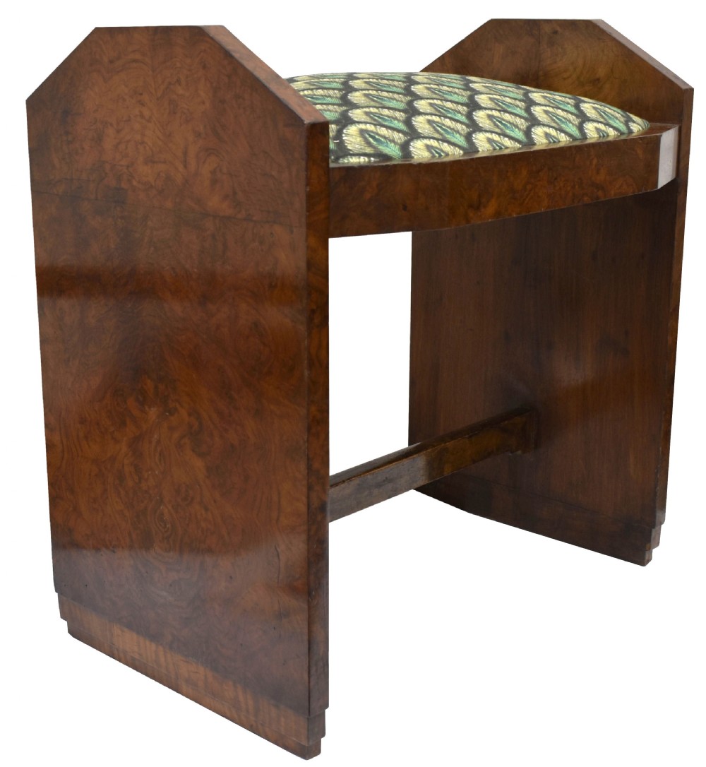 Art Deco Figured Walnut Dressing Table Stool, c1930 View VI