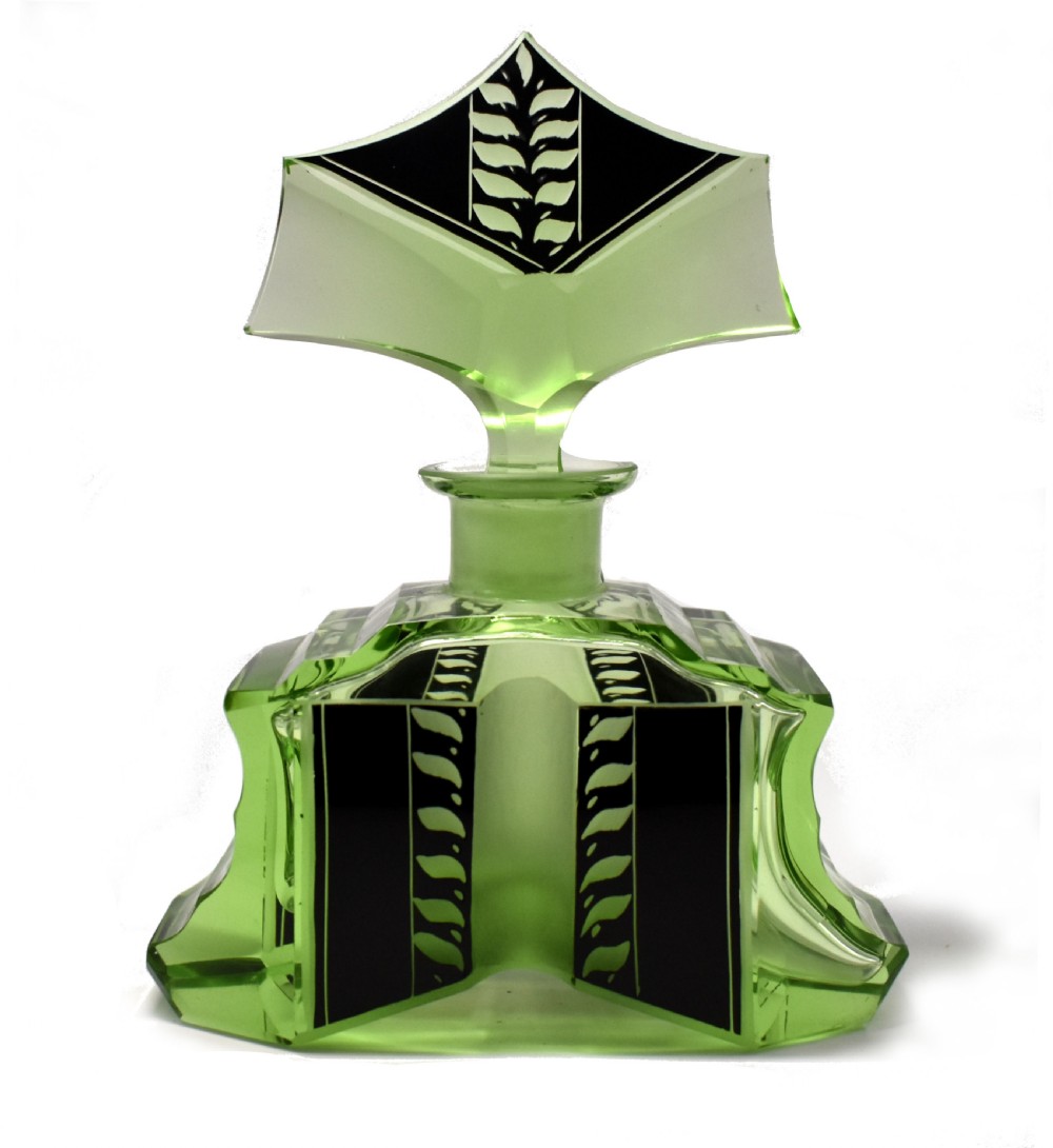 Art Deco Large Glass Perfume Bottle By Karl Palda, c1930