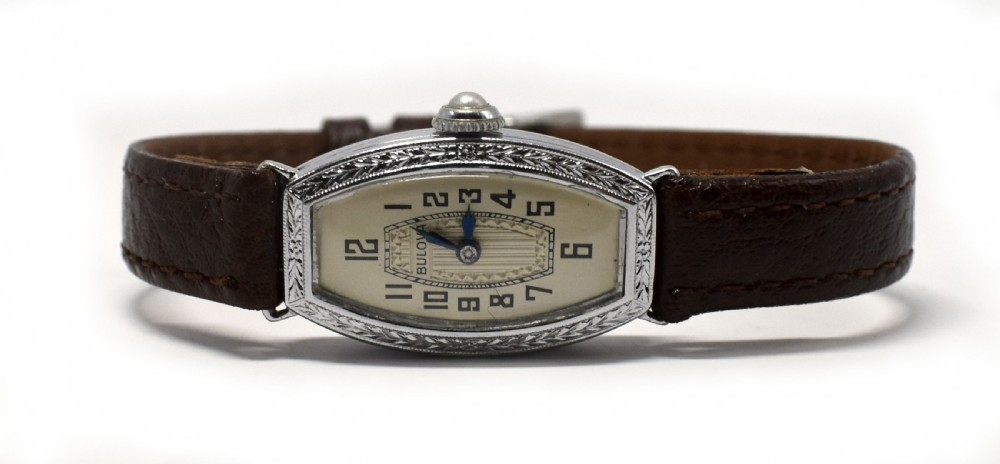 Art Deco 14k White Gold Ladies Watch By Bulova, Serviced, c1929 View III