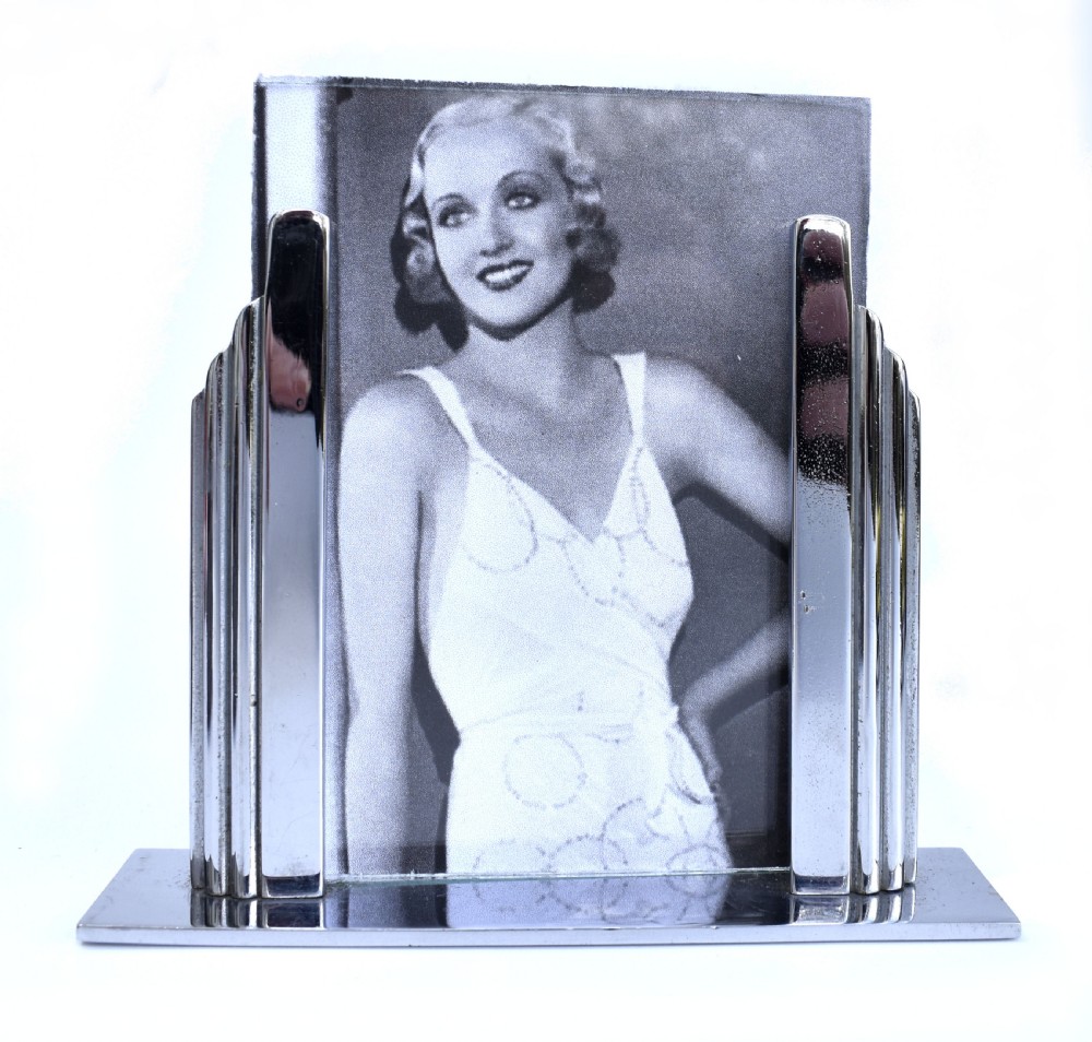 Art Deco Odeon Chrome Free Standing Picture Frame, c1930