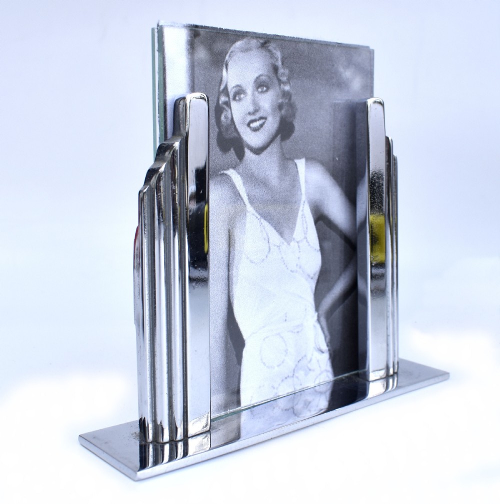 Art Deco Odeon Chrome Free Standing Picture Frame, c1930 View III