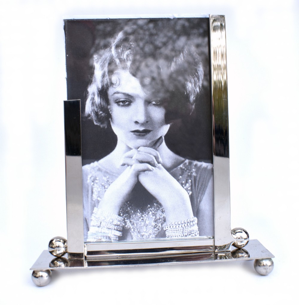 Art Deco Chrome & Glass Free Standing Picture Frame, c1930