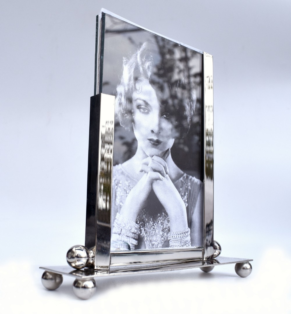 Art Deco Chrome & Glass Free Standing Picture Frame, c1930 View II