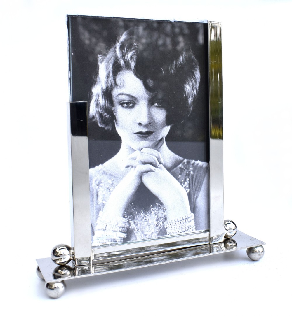 Art Deco Chrome & Glass Free Standing Picture Frame, c1930 View VI