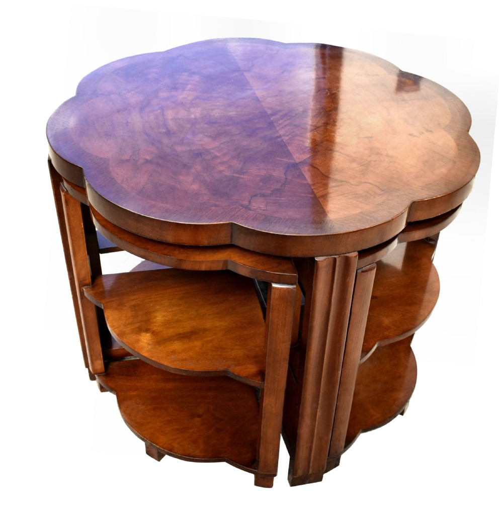Art Deco High Quality Walnut Nest of 5 Tables, English, 1930 View II
