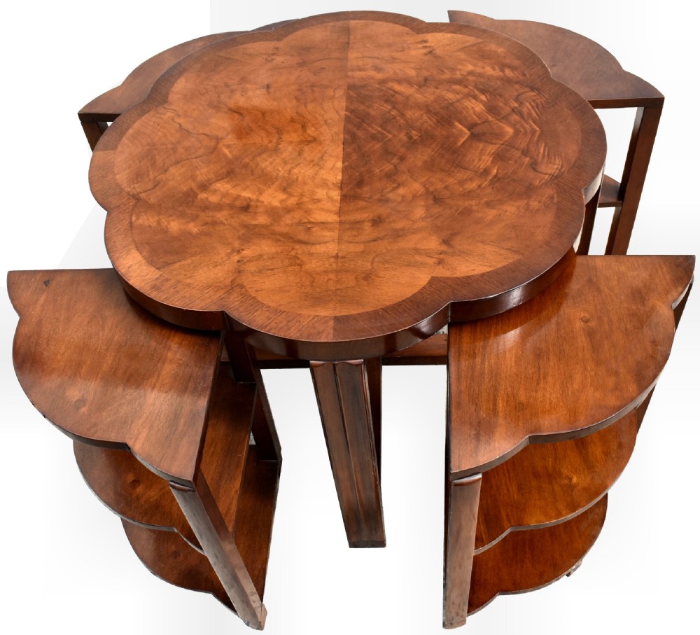 Art Deco High Quality Walnut Nest of 5 Tables, English, 1930 View IV