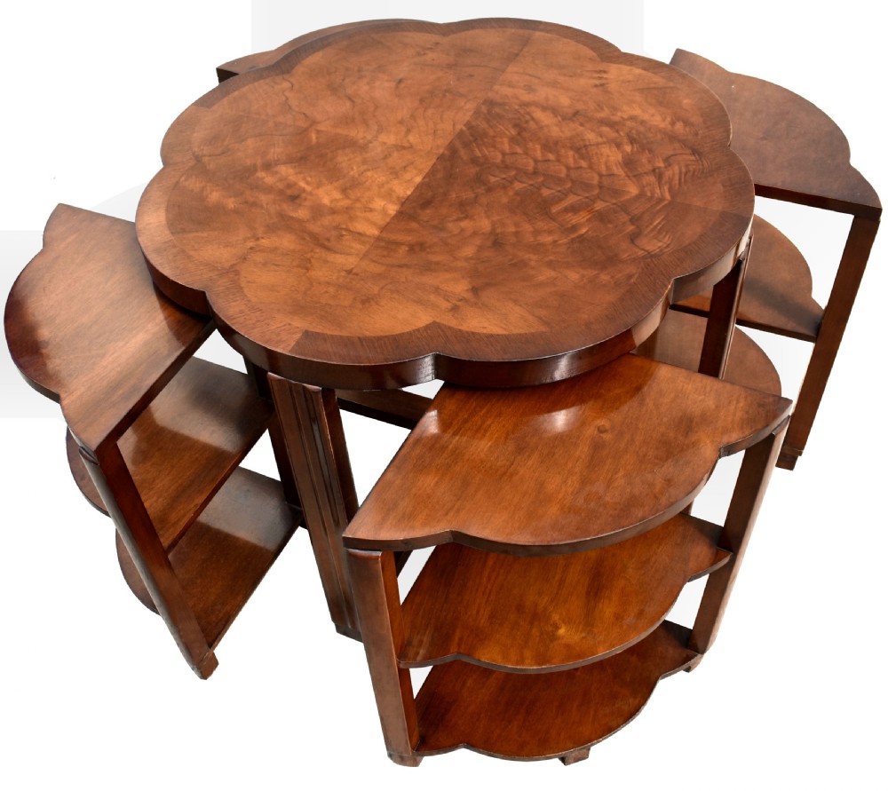 Art Deco High Quality Walnut Nest of 5 Tables, English, 1930 View V