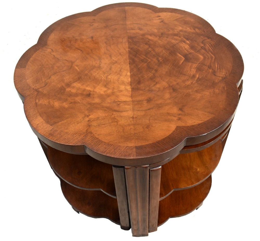 Art Deco High Quality Walnut Nest of 5 Tables, English, 1930 View VI