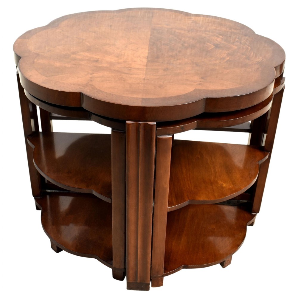 Art Deco High Quality Walnut Nest of 5 Tables, English, 1930 View VII