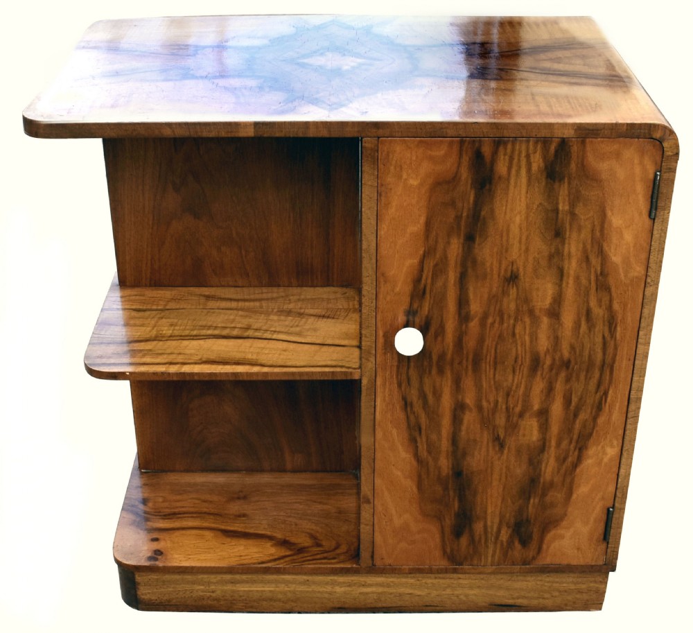 Art Deco Figured Walnut English Book Table on Casters, c1930 View II