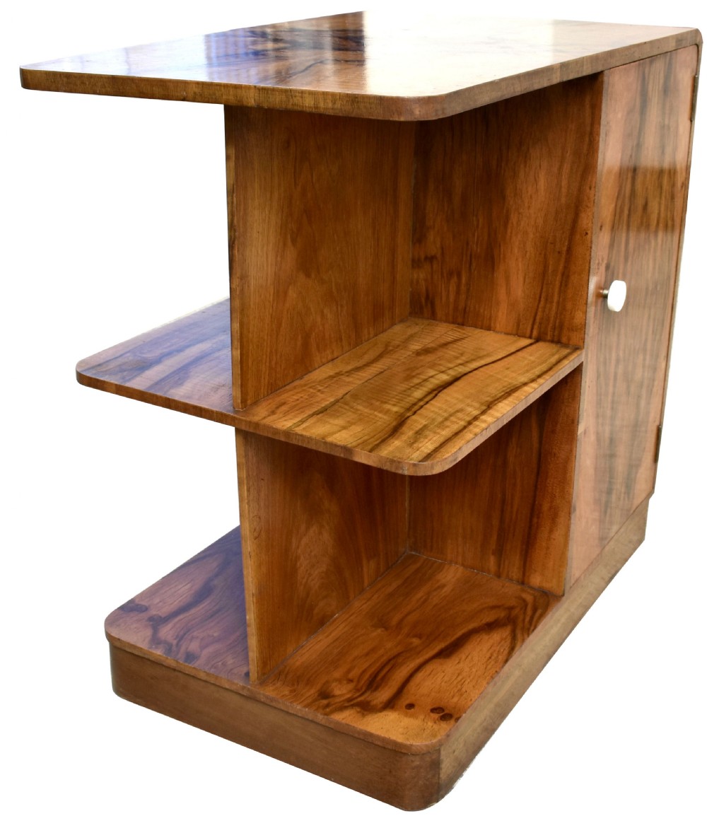 Art Deco Figured Walnut English Book Table on Casters, c1930 View III