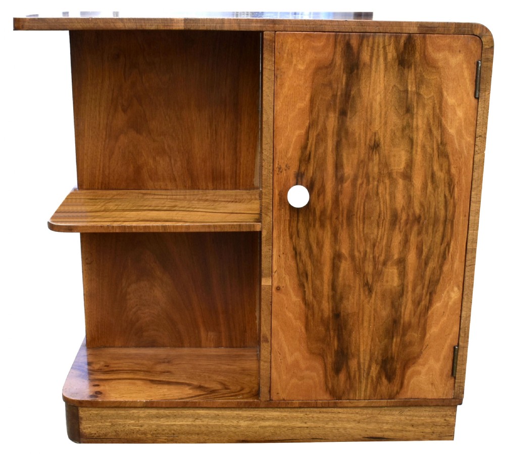 Art Deco Figured Walnut English Book Table on Casters, c1930 View V