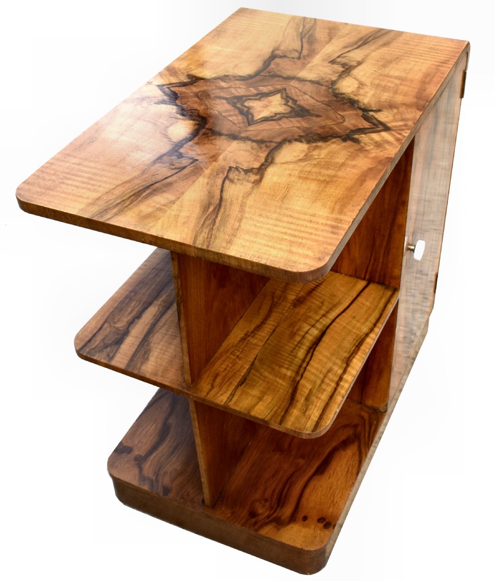 Art Deco Figured Walnut English Book Table on Casters, c1930 View VI