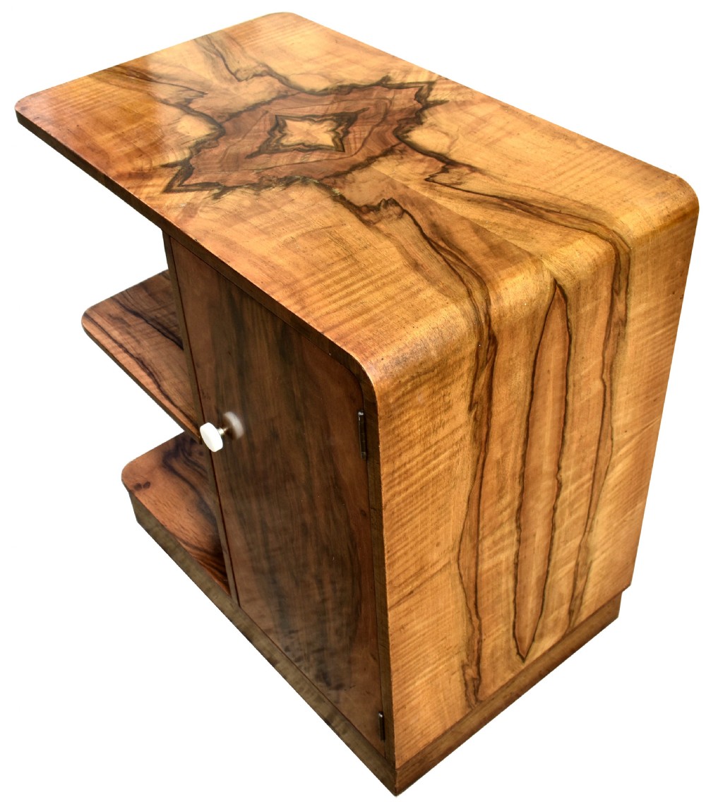 Art Deco Figured Walnut English Book Table on Casters, c1930 View VII