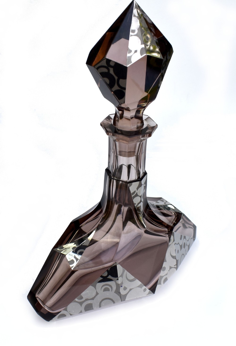 Art Deco Czech Glass 7 Piece Decanter Set, c1930 View V