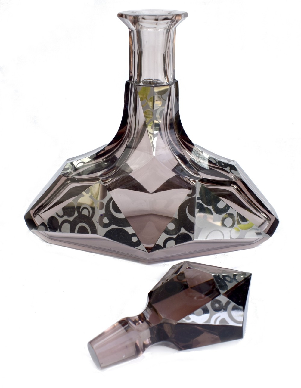 Art Deco Czech Glass 7 Piece Decanter Set, c1930 View VII