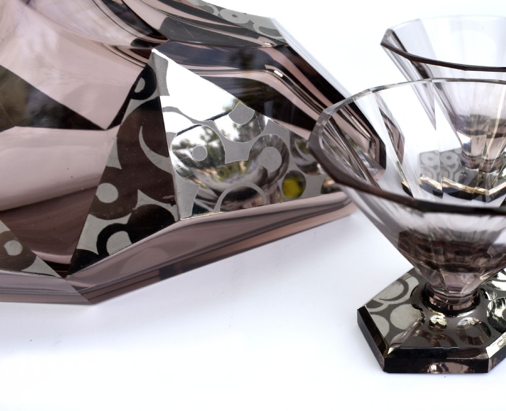 Art Deco Czech Glass 7 Piece Decanter Set, c1930 View VIII