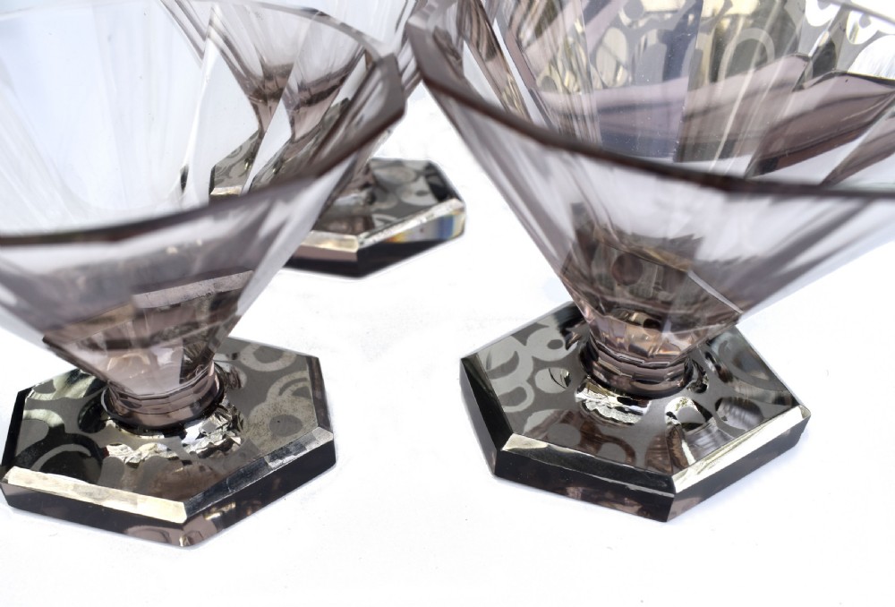 Art Deco Czech Glass 7 Piece Decanter Set, c1930 View IX