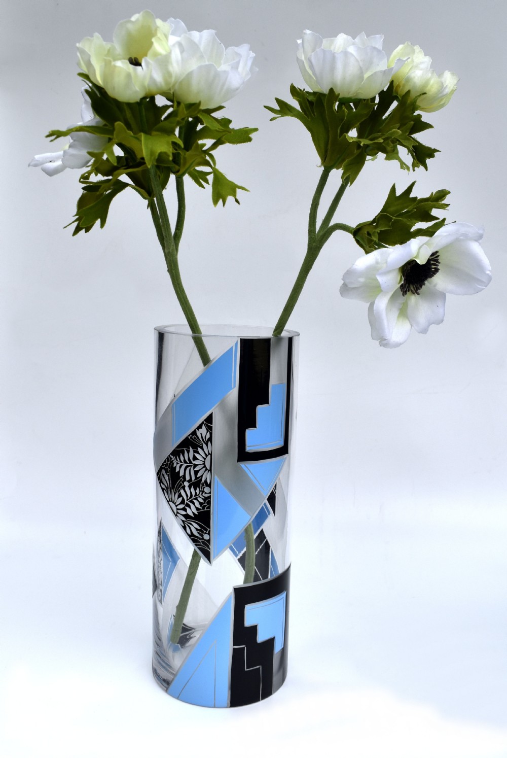 Art Deco Tall Glass & Etched Vase By Karl Palda, c1935 View IV