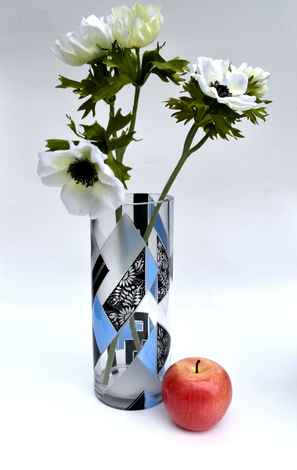 Art Deco Tall Glass & Etched Vase By Karl Palda, c1935 View V