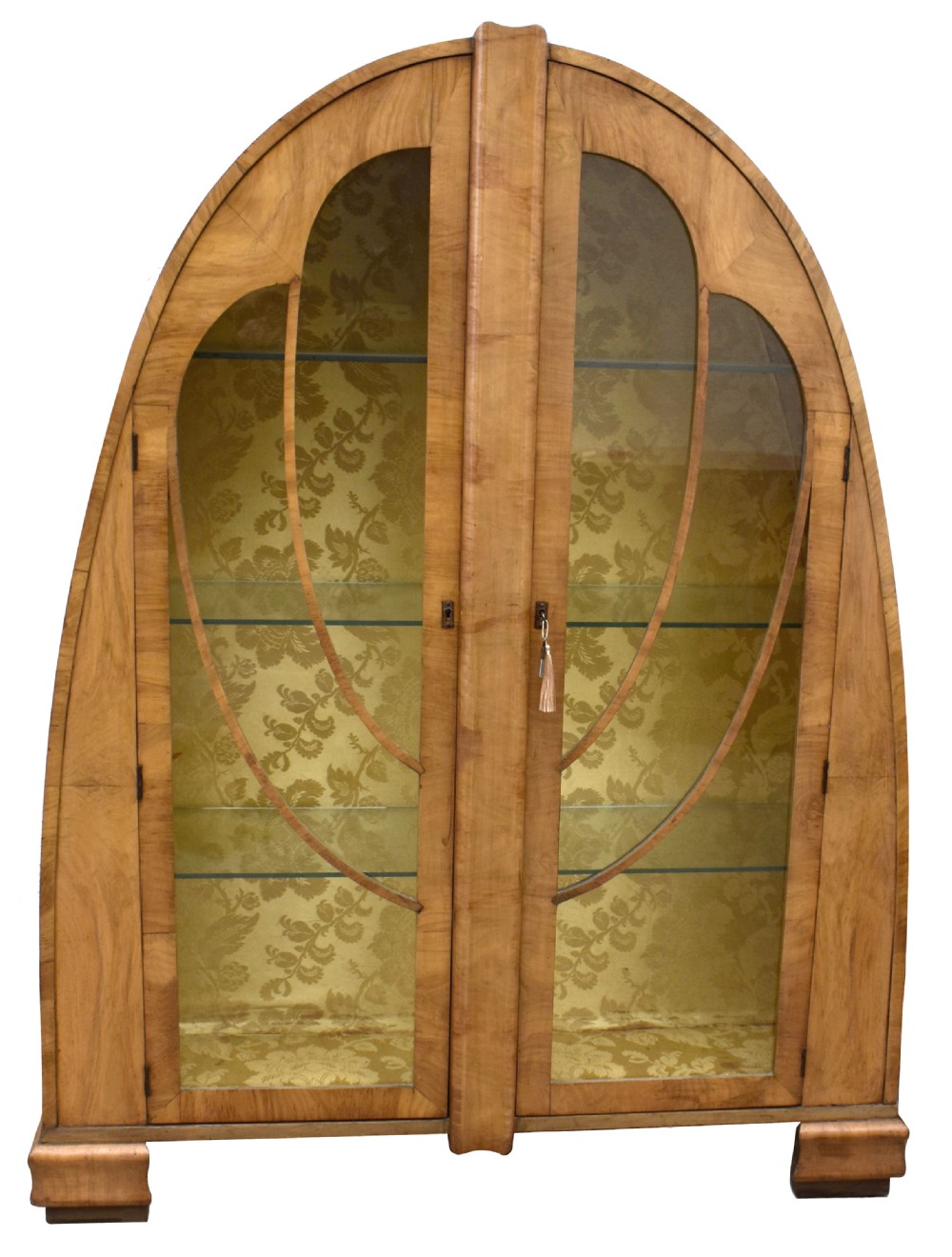 Art Deco Rare Cathedral Display Vitrine Cabinet in Walnut, English, 1930's View V