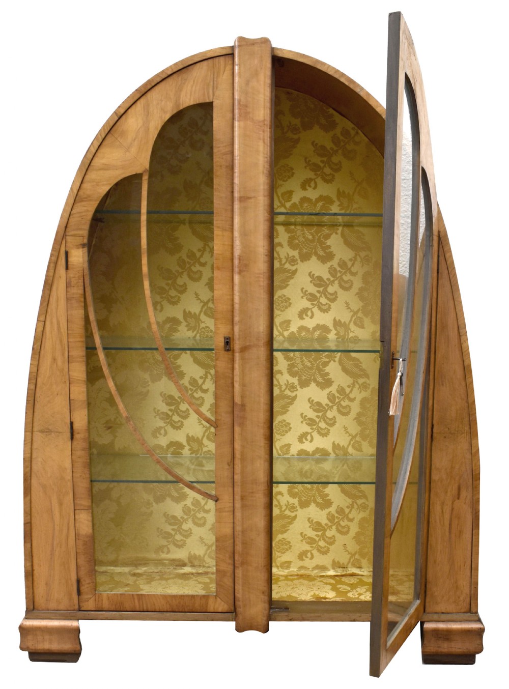 Art Deco Rare Cathedral Display Vitrine Cabinet in Walnut, English, 1930's View II