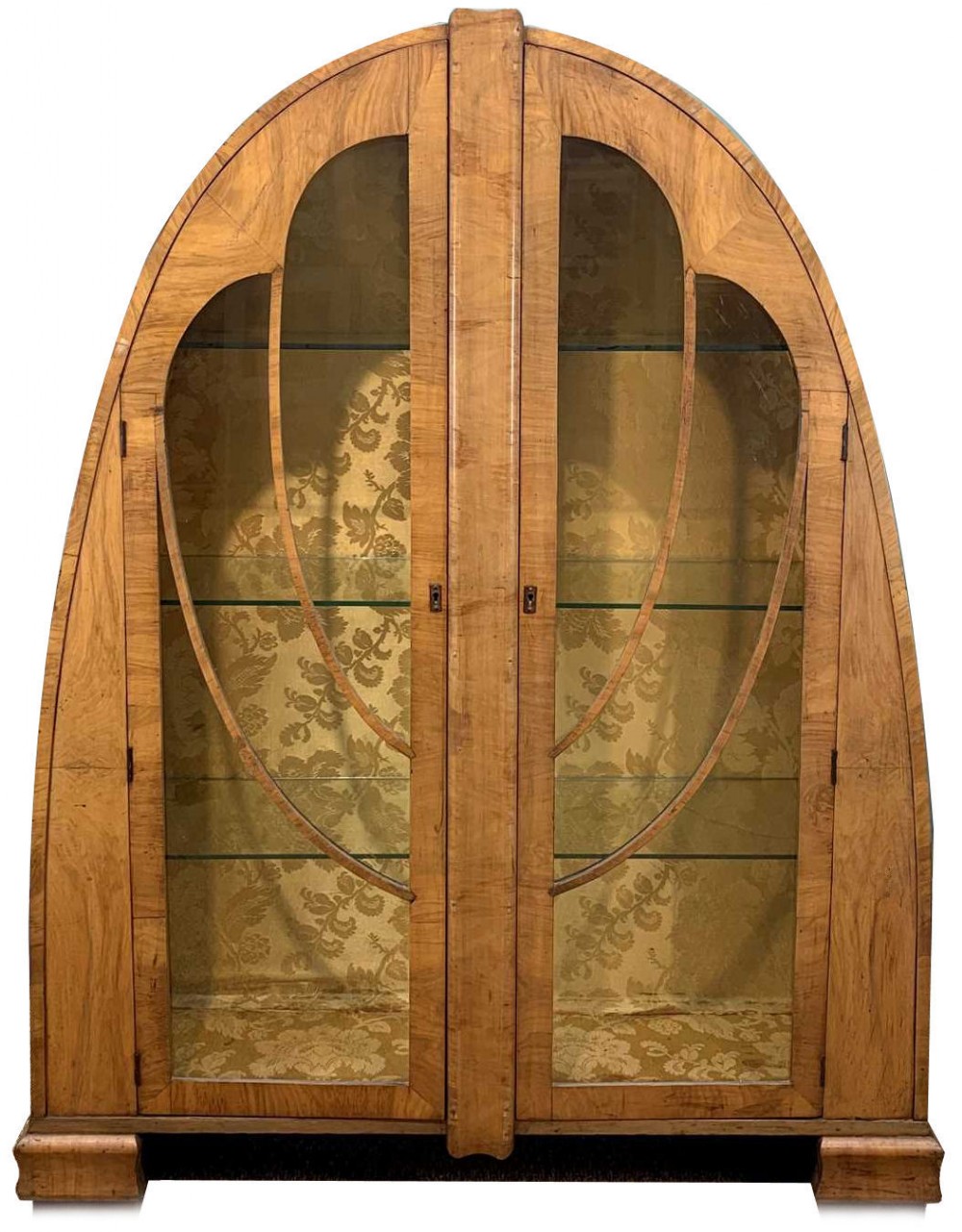 Art Deco Rare Cathedral Display Vitrine Cabinet in Walnut, English, 1930's