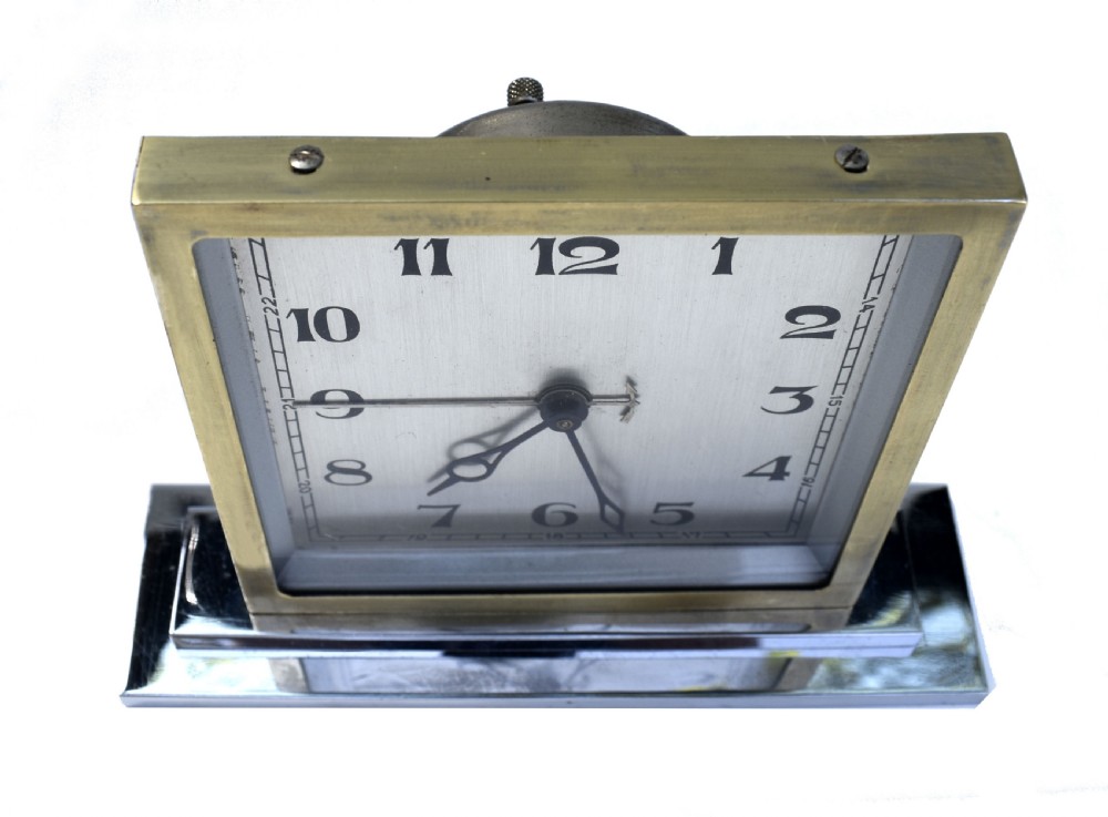 Art Deco Chrome & Brass Free Standing Clock, English, c1930 View VII