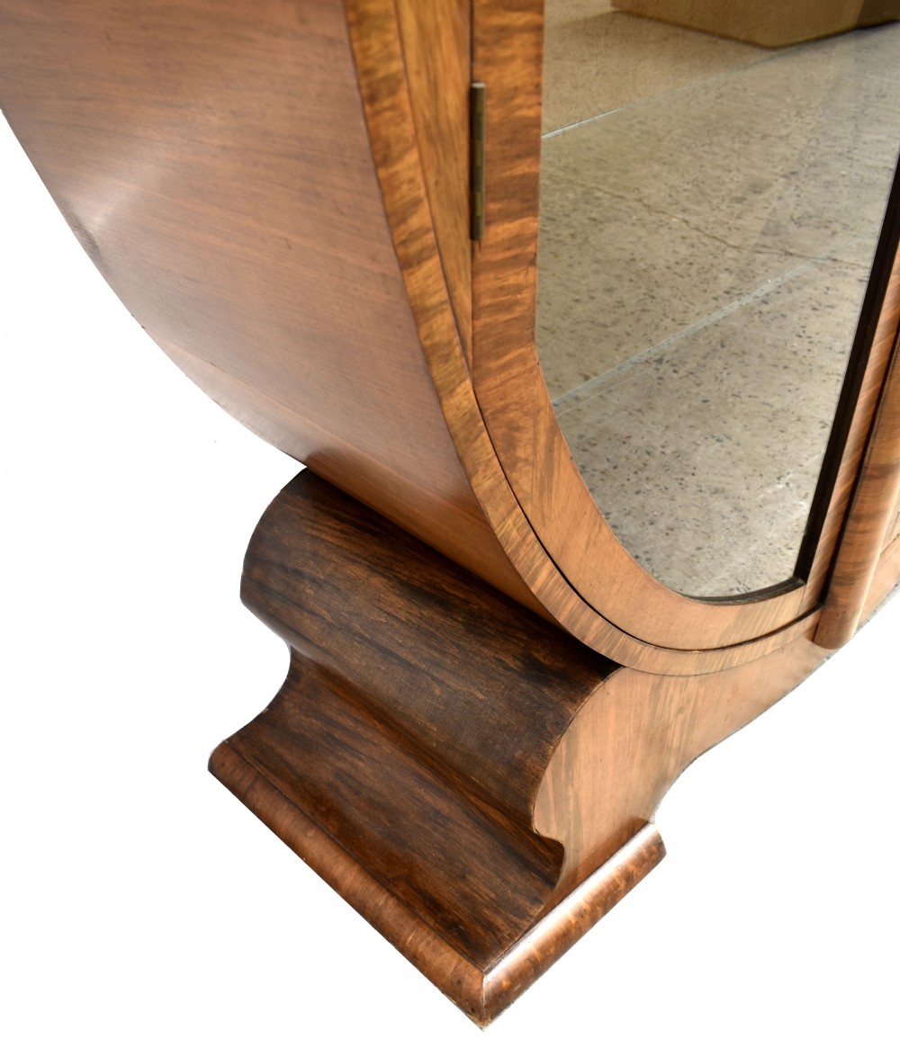 Original Art Deco English Walnut Oval Display Cabinet, c1930 View VI