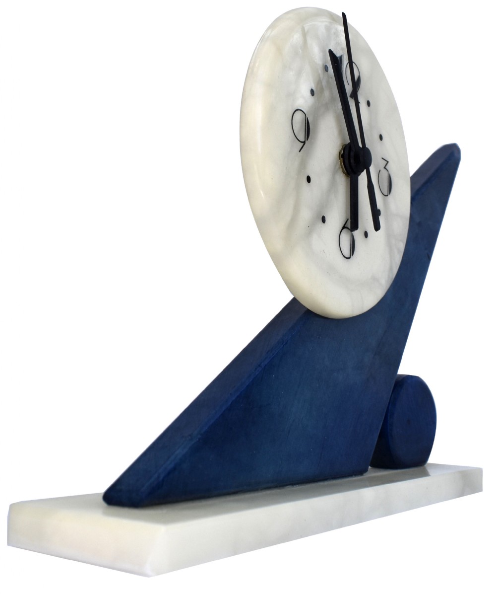 Art Deco Two Tone Marble Clock, c1930 View II