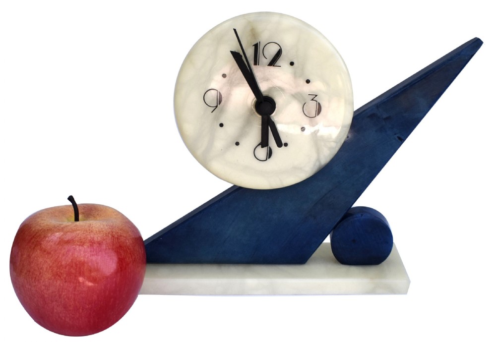 Art Deco Two Tone Marble Clock, c1930 View III