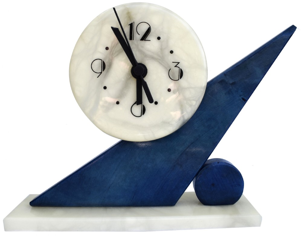 Art Deco Two Tone Marble Clock, c1930 View VII