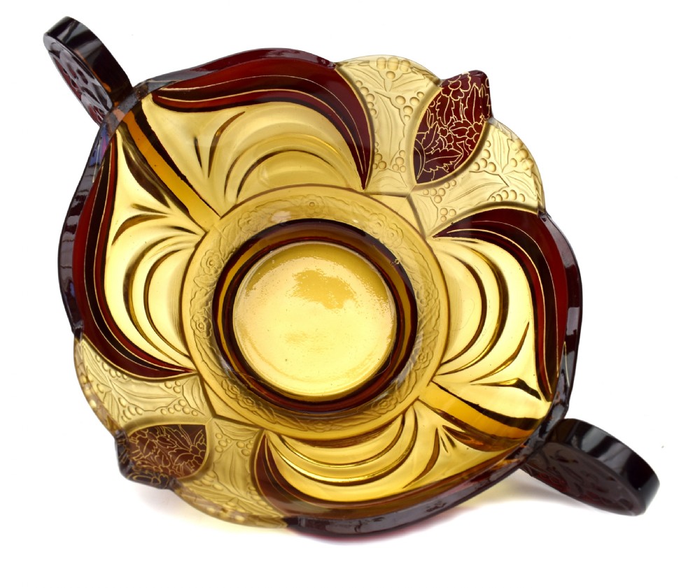 Huge Art Deco Glass Centerpiece Bowl, Czech, c1930 View II