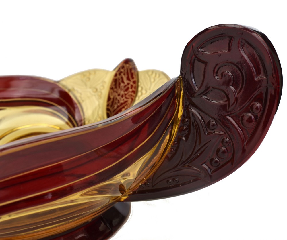 Huge Art Deco Glass Centerpiece Bowl, Czech, c1930 View VI