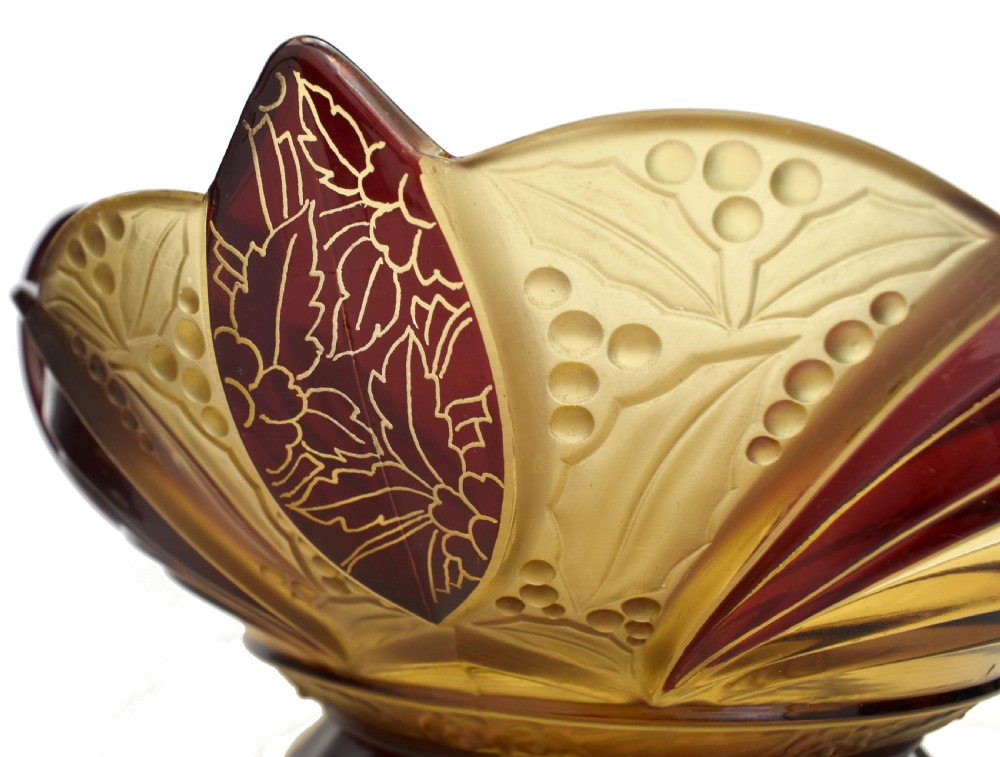 Huge Art Deco Glass Centerpiece Bowl, Czech, c1930 View VII