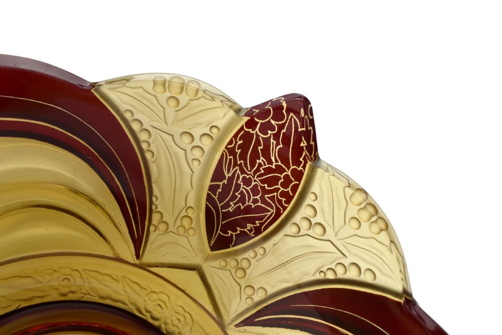 Huge Art Deco Glass Centerpiece Bowl, Czech, c1930 View VIII