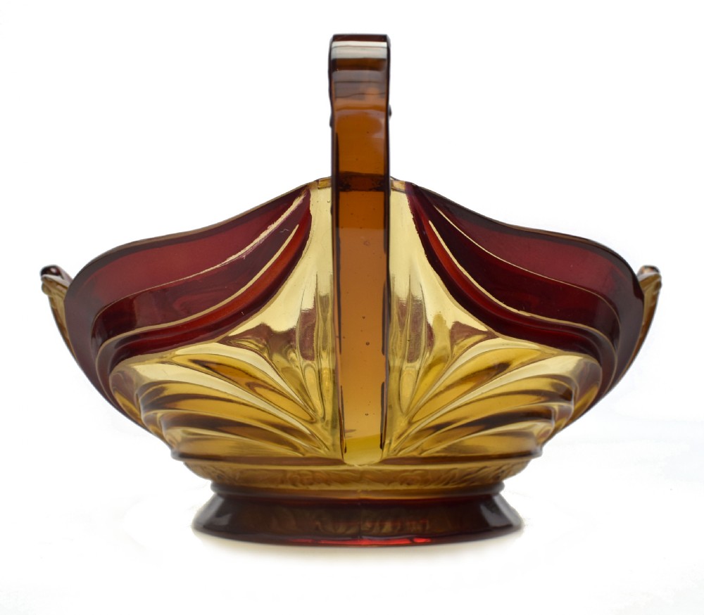 Huge Art Deco Glass Centerpiece Bowl, Czech, c1930 View XI