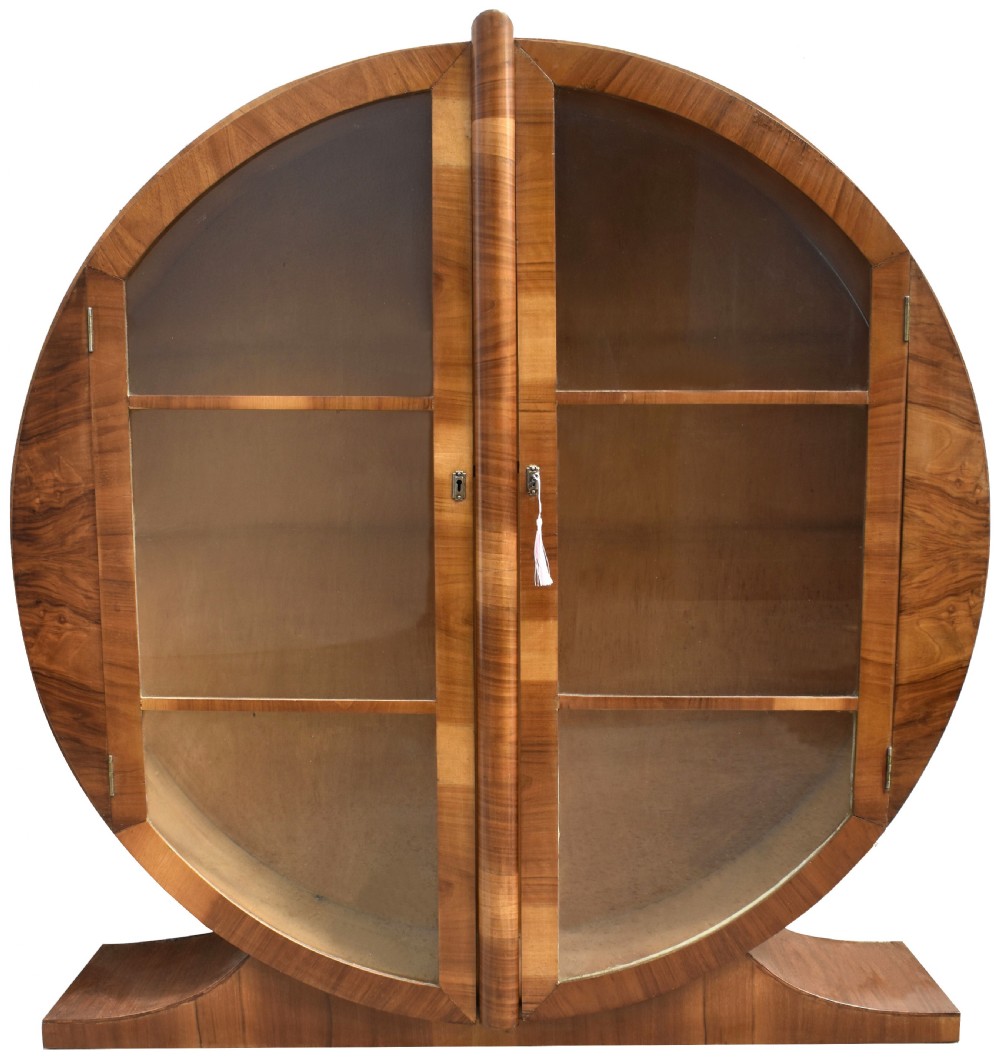 Art Deco Circular Display Cabinet In Walnut, c1930s