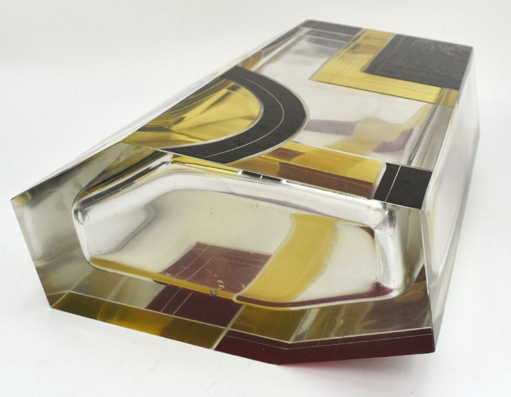 Art Deco Huge Glass & Enamel Etched Vase, Czech Republic, C1930 View VI