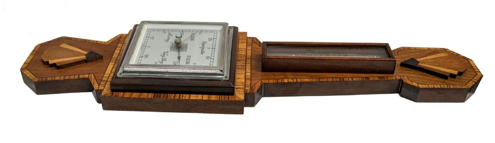 Art Deco Iconic Shaped Barometer / Aneroid Thermometer, English, c1930 View V