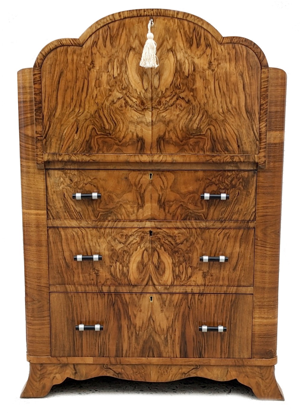 Art Deco Burl Walnut Cloud Shaped Writing Bureau, English , circa 1930