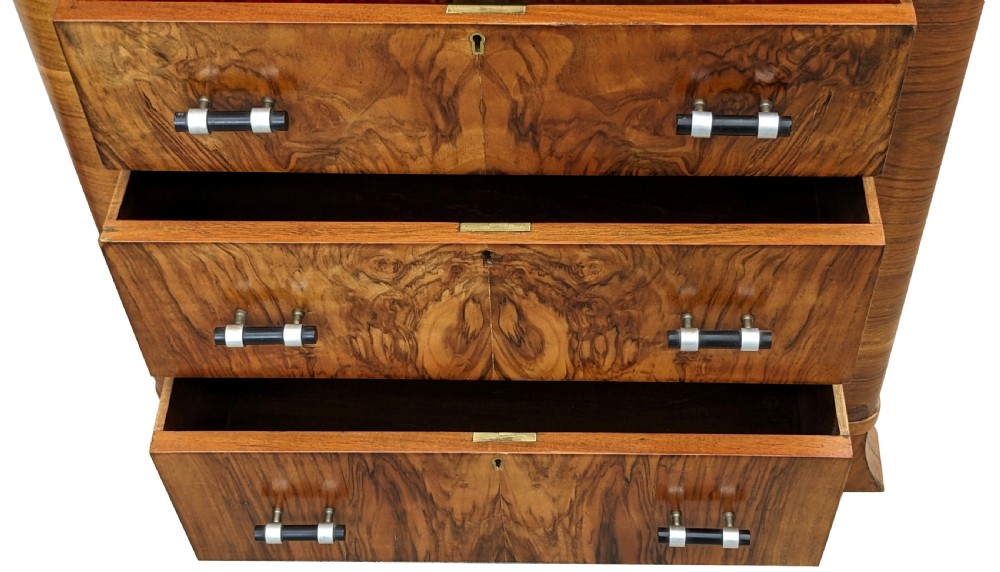 Art Deco Burl Walnut Cloud Shaped Writing Bureau, English , circa 1930 View VI