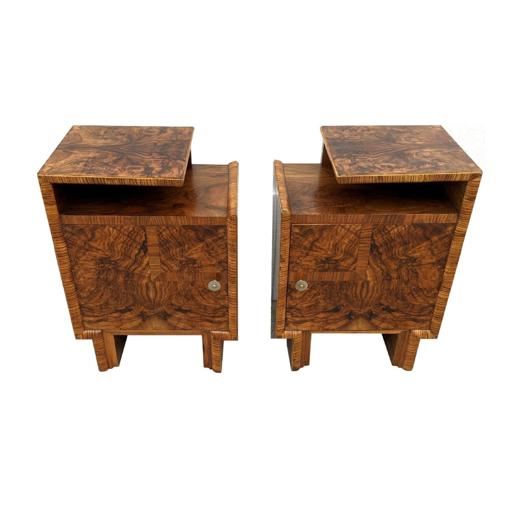 Art Deco Matching Pair of Spectacular Bedside Cabinets, Italian, c1930 View III