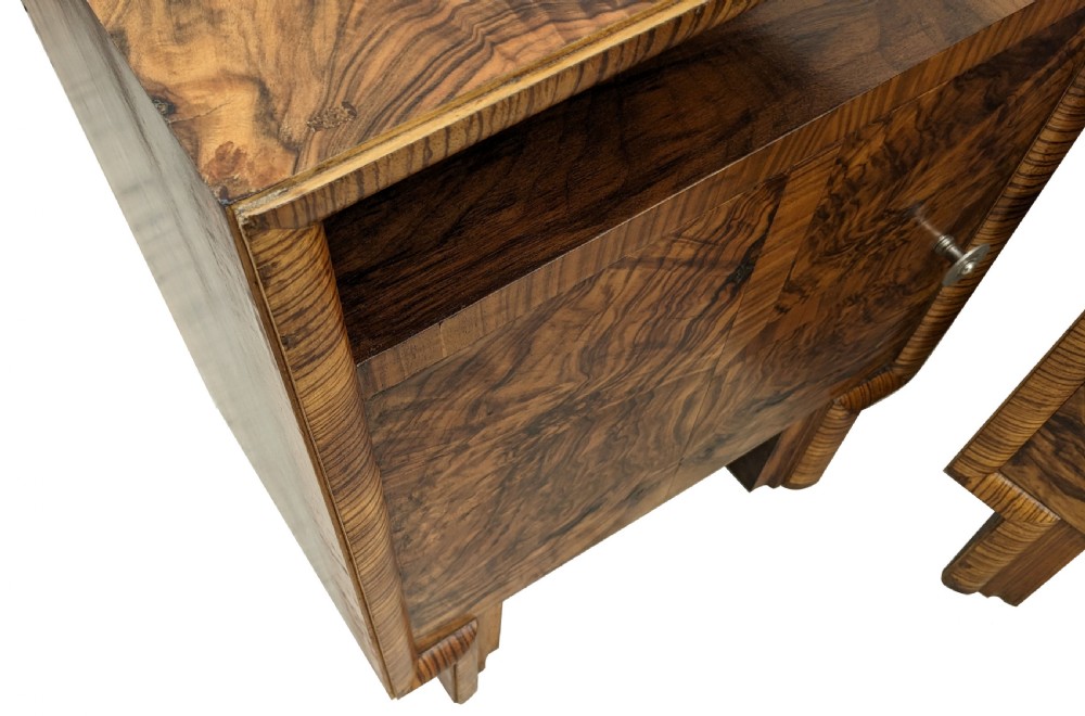 Art Deco Matching Pair of Spectacular Bedside Cabinets, Italian, c1930 View VII