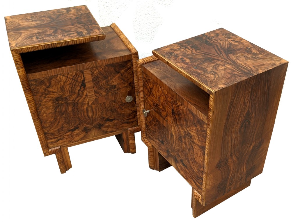 Art Deco Matching Pair of Spectacular Bedside Cabinets, Italian, c1930 View X