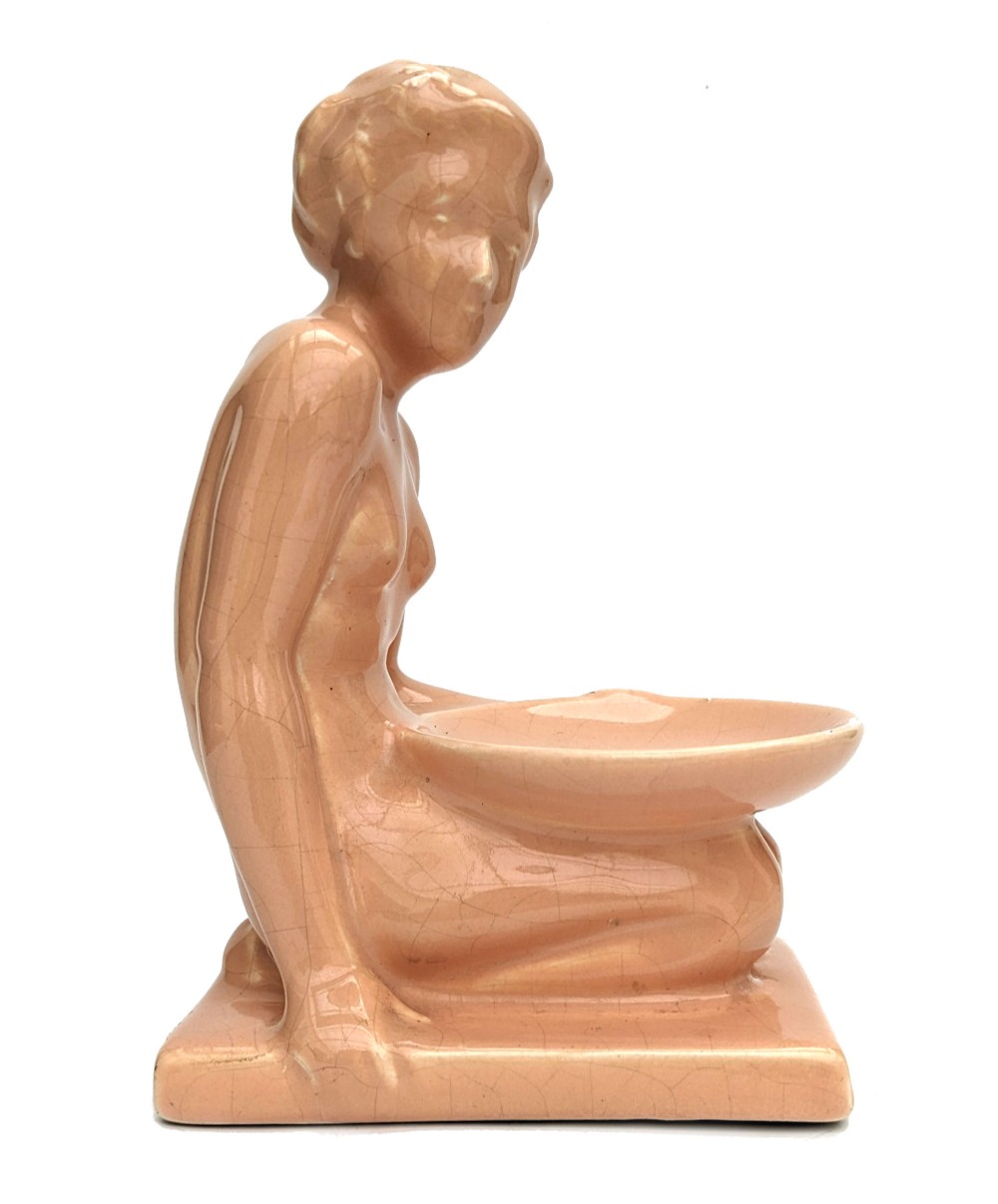 Art Deco Crackle Glazed Female Ceramic Figure, c1930