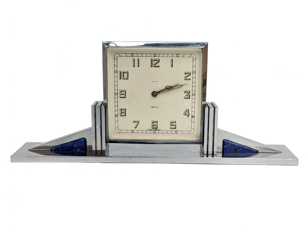 Art Deco English Chrome Clock , 8 Day, Mechanical, By Smiths ,c1930